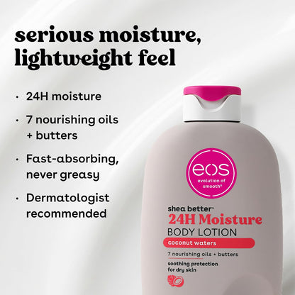 Eos Loción Corporal Shea Better - Coconut Waters | Hidratación 24H, Ligera y No Grasosa | Hecha con Karité Natural | Vegana | 16 Onzas Líquidas