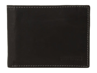Steve Madden Leather RFID Wallet Extra Capacity Attached Flip Pocket - Talla Única - negro (black - Antique)