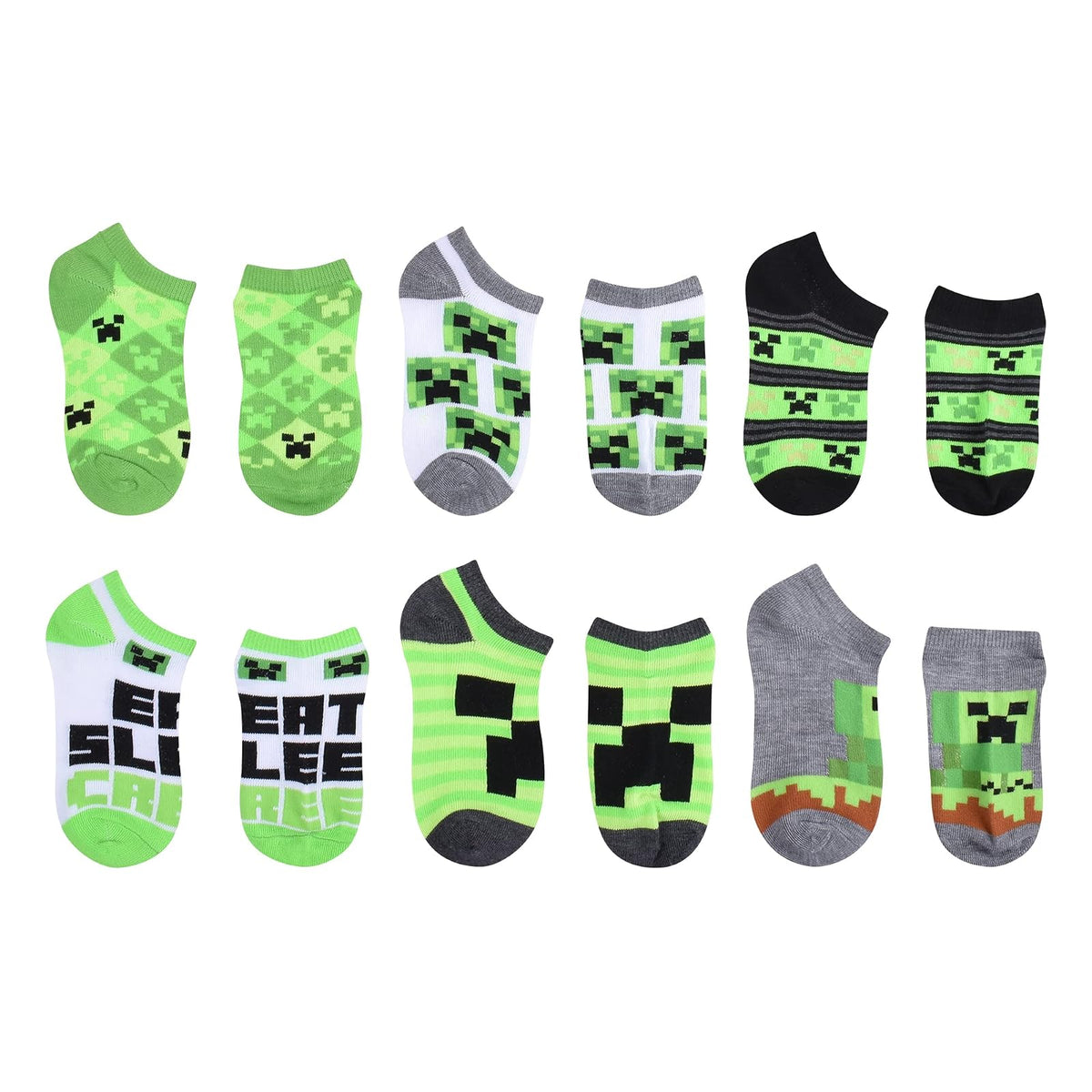 Minecraft 6-pack Minecraft Socks Calcetines sin mostrar Niños
