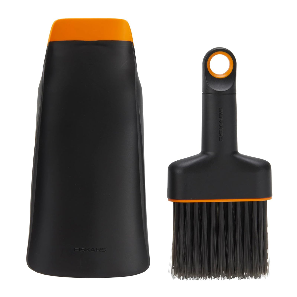 Fiskars - Juego de Cuchara y Cepillo para Polvo para Plantar Piso Herramienta de jardín para jardinería en Interiores, Control de desorden para trasplantar y reposicionar, Fabricado con plástico