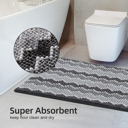 KASENTEX - Alfombras de baño Suaves de Lujo de 24 x 36 Pulgadas, alfombras de baño de felpilla lanuda absorbentes, duraderas, Antideslizantes, lavadas a máquina, para baño, Tina y Ducha, Color Gris