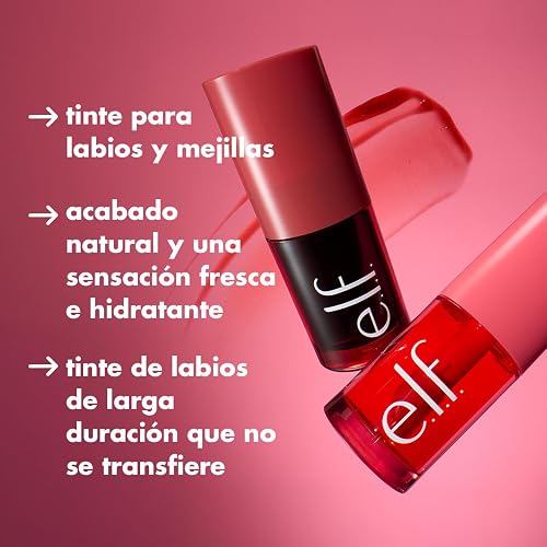 e.l.f. Cosmetics Sheer For It Rubor Líquido Traslúcido Rojo Clásico | Left On Red, Con Acabado Natural y Luminoso, Fórmula Ligera de Larga Duración, Vegano y Libre de Crueldad Animal