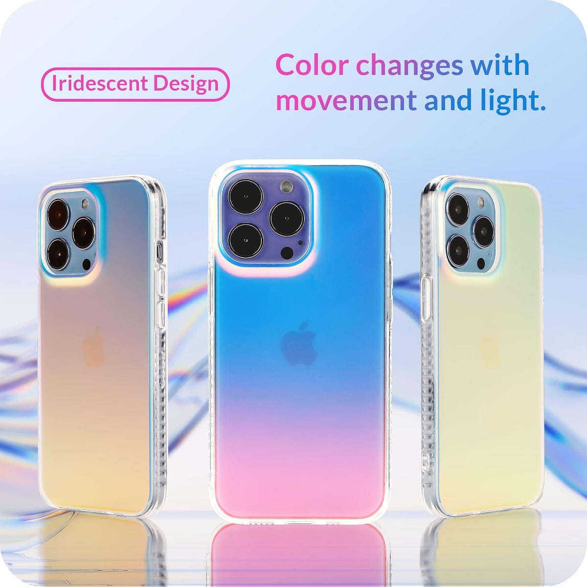 LONLI - Serie Just in Case (para iPhone 14 Pro MAX) - Funda mate fluorescente iridiscente