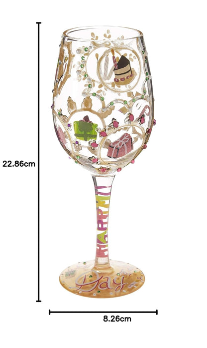 Lolita Glassware 4054095 Queen For A Day Wine Glass, 9", Multicolor