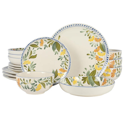 Bloomhouse Santorini Mist Vajilla de Terracota, 16 Piezas - Service for Four (16pcs) - Posy Blossom