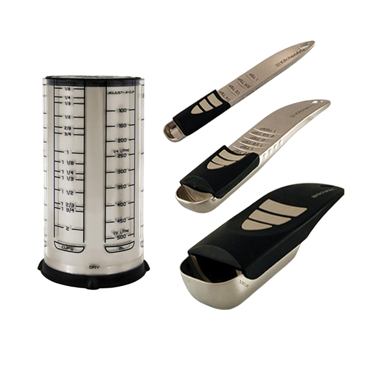 KitchenArt Pro Taza Medidora Ajustable Acabado Champán - Juego de 4 piezas