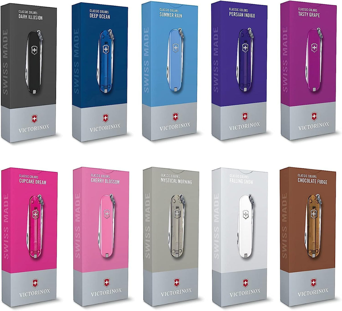 Victorinox Navaja Classic Colors, 7 Usos, Cupcake Dream, 58 mm | Herramienta plegable compacta de 58 mm incluye tijeras, lima de uñas, destornillador y pinzas. Escamas ABS duraderas en