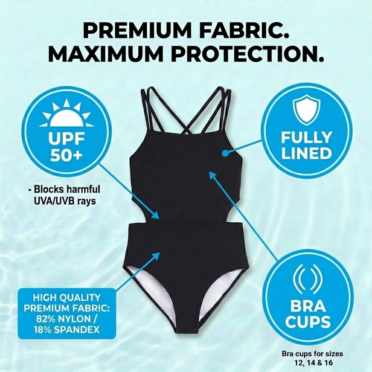 Kanu Surf Traje de baño Deportivo de 1 Pieza para niña de Playa Traje de baño de una Sola Pieza para Niñas