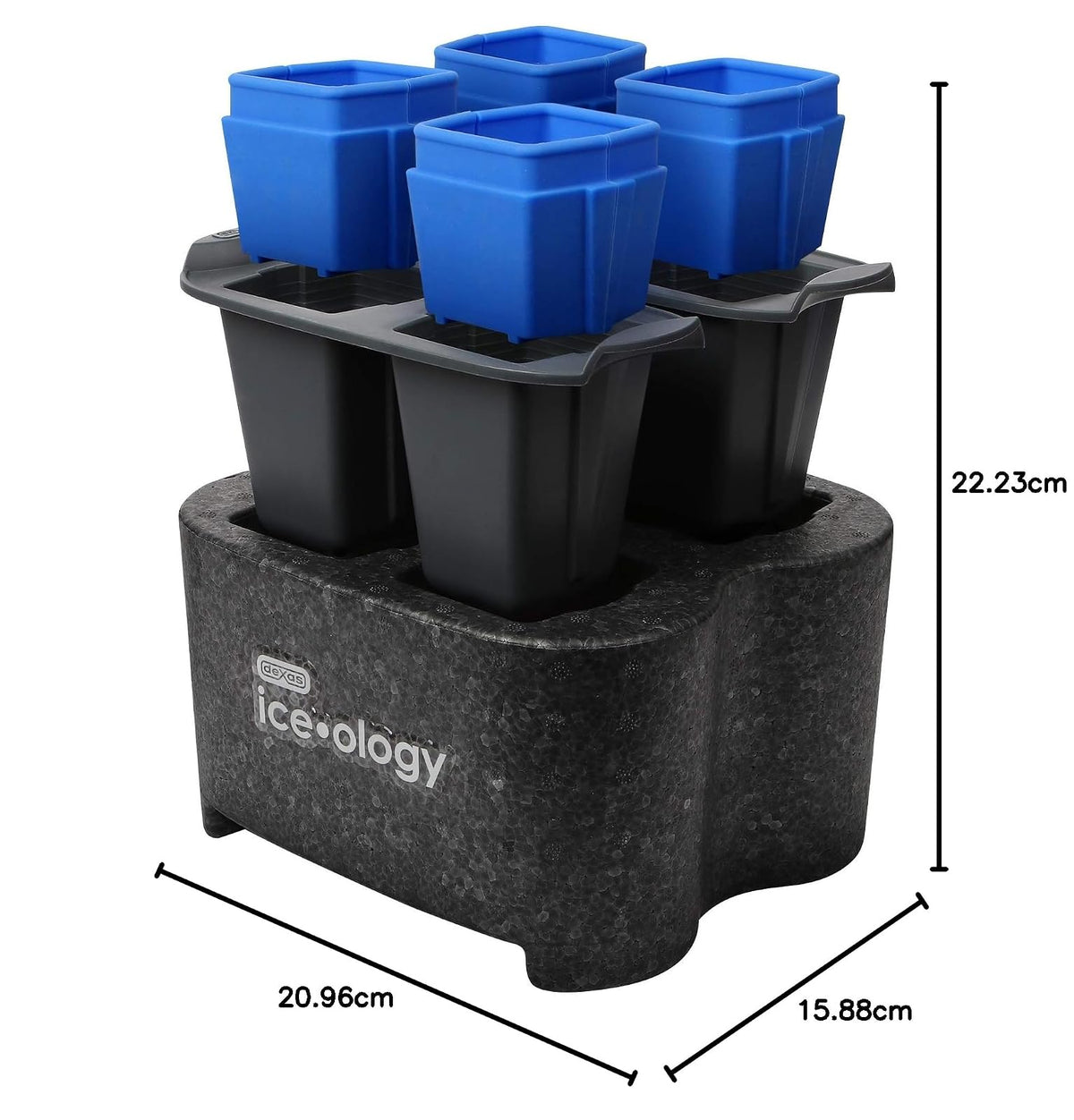 Dexas ice•ology Bandeja de silicona transparente para hacer hielo de cóctel transparente, 4 unidades