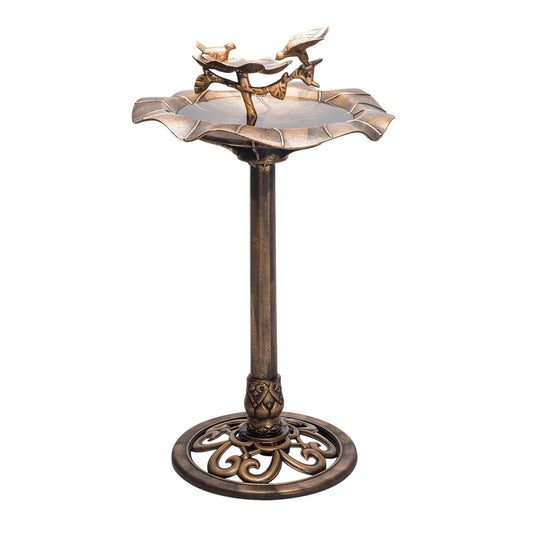 Alpine Corporation 34" Tall Pedestal Birdbath Fountain with Bird and Flower
