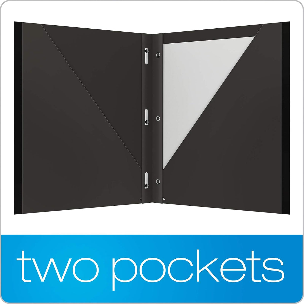 Oxford 2 Pocket Folders with Prongs, Sturdy Plastic Portfolios, Anti-Tear Edges, Letter Size, Purple, Red, Blue, Green, Black, 5 Pack (89117)