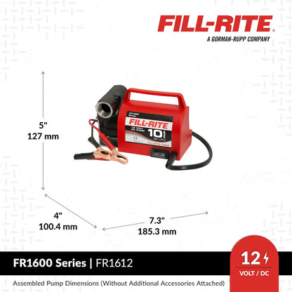 Fill-Rite 10 GPM - Bombas de transferencia diésel portátiles (serie 1600), Pump & Power Cord, port, 10