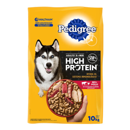 Pedigree High Protein Croquetas para Perros Adultos Sabor Res y Pollo 10kg