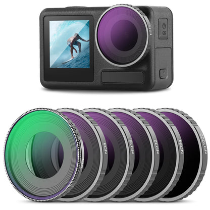 Neewer - Juego de filtros ND Compatible con dji Osmo Action5 Pro/Action4, Paquete de 6 ND8 ND16 ND32 ND64 ND1000 CPL+Kit de Filtro de Densidad Neutra, Accesorios de cámara de acción, Vidrio óptico HD