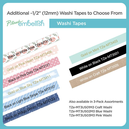 Brother P-touch TZEM231S TZEM231S - TZE-M231S - Cinta decorativa de color negro y blanco mate - ~½" de ancho x 13.1 pies de largo para usar con cinta de adorno P-touch y impresora de cinta, TZE-M231S