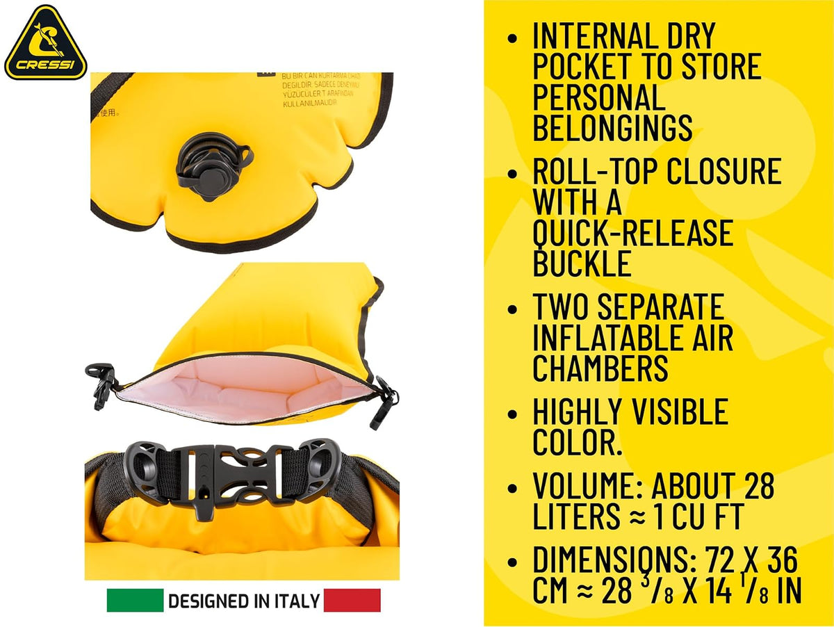 Cressi Glide Pro Flotadores e inflables para Piscina, Amarillo, 28 litros