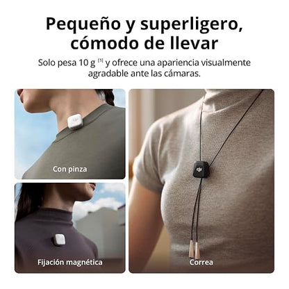 DJI Mic Mini (1 TX + 1 RX), superligero, Sonido Lleno de Detalles | Cancelación ruido, límite autom., micrófono inalámbrico para cámaras/iPhone/Android, vlogs, streaming, transmisión 400m