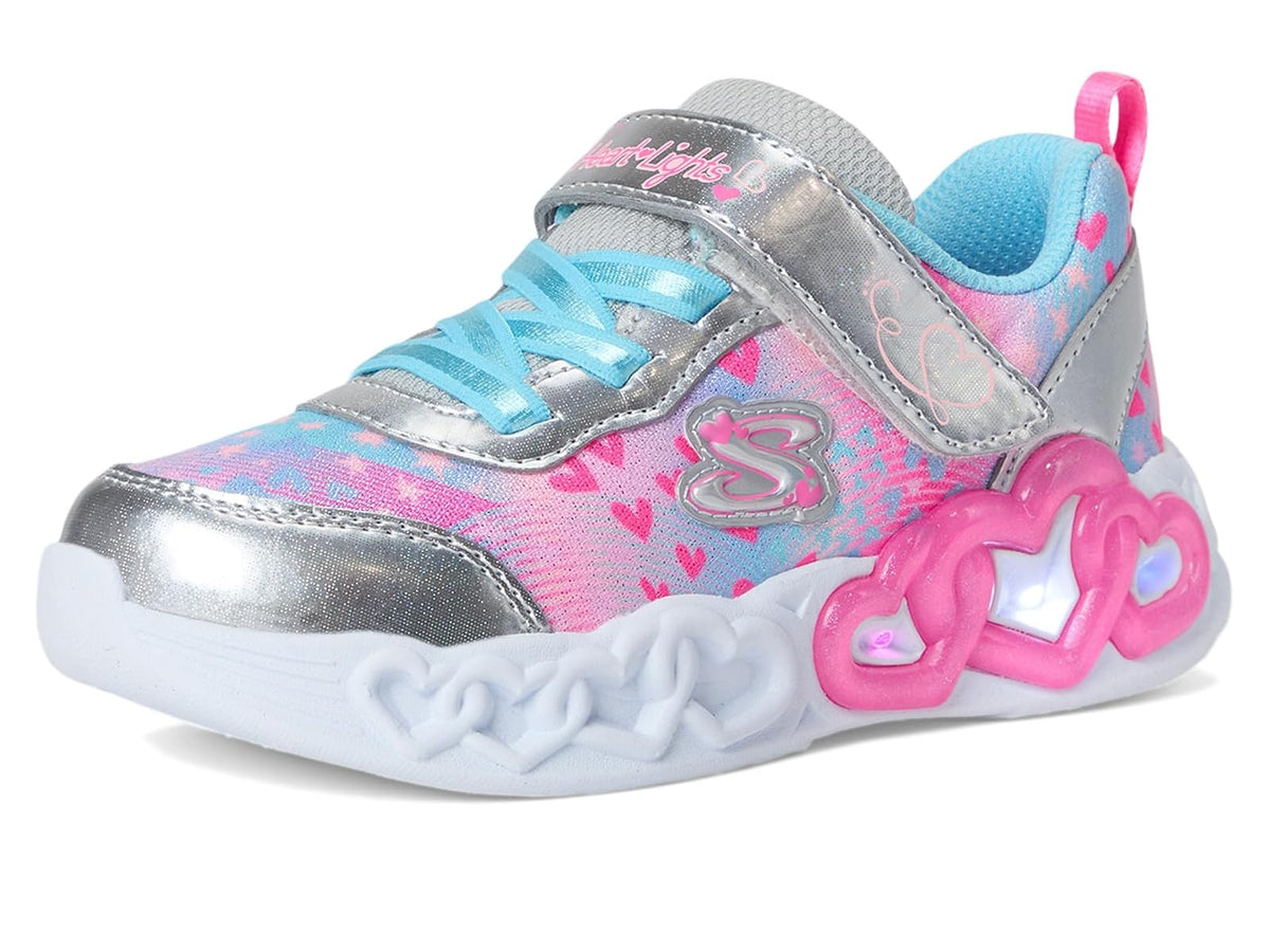 Skechers Infinite Heart Lights Zapatillas para niña | Casual, luces S, entresuela iluminada, cierre adaptable, gancho y bucle
