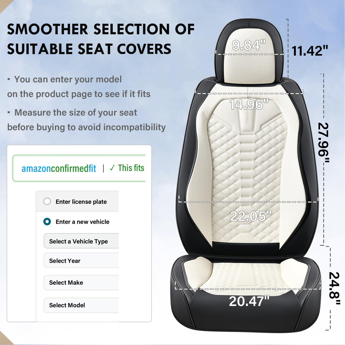 Coverado Fundas de Asiento de Piel, Juego Completo de Fundas de Asiento de Automóvil, Funda de Asiento de Automóvil de Piel de napa Impermeable, Protectores de Asiento de Automóvil, 5 Asientos, Fundas de Asiento