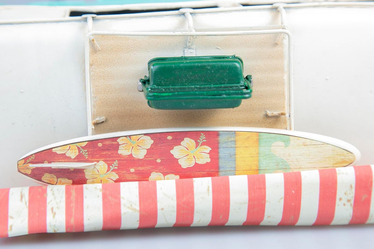 Running Combi Surf | Estilo Vintage | Adornos de Escritorio | para Oficina y hogar | Combi a Escala | Azul y Rosa | 17 x 19 cm