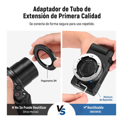 NEEWER Lente Gran Angular para Sony ZV1 Cámara, 2 in 1, Negro Frame | 18mm HD Wide Angle & 10x Macro Additional Lente, con Extension Tube, Bayonet Montura Lente Adaptador, Paño de Limpieza