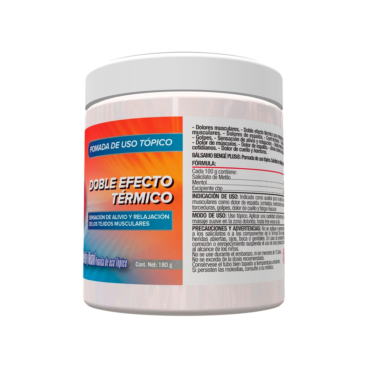 Bálsamo Bengue Plus. Para dolores de espalda y musculares. Doble Efecto Térmico. Bote con 180g.
