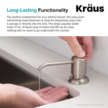 KRAUS Boden KSD-53SFS Dispensador de jabón y loción de cocina en acero inoxidable sin puntos