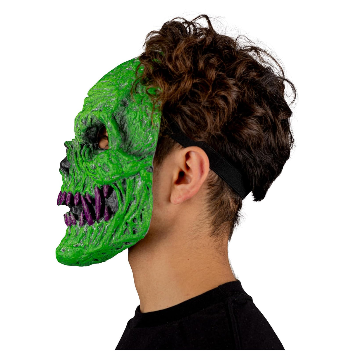 Ghoulish Productions Máscara De Látex Skull fangs Green Monster, Urban Mask Efecto Neón Calavera Creepy, Disfraz Aterrador para Halloween y Fiestas Temáticas, Cosplay, Diseño Artesanal Face Mask