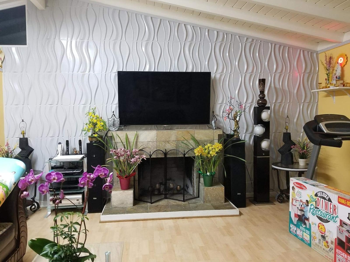Art3d - Panel decorativo de pared ondulado 3D, paquete de 12 azulejos de 32 pies cuadrados (fibra vegetal)