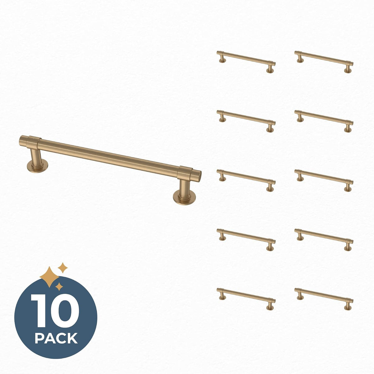 Franklin Brass Francisco (paquete de 10) manijas de gabinete de 5-1/16 pulgadas agujero central | Puerta de cocina de bronce champaña, cajones, aparadores, muebles P29618Z-CZ-B