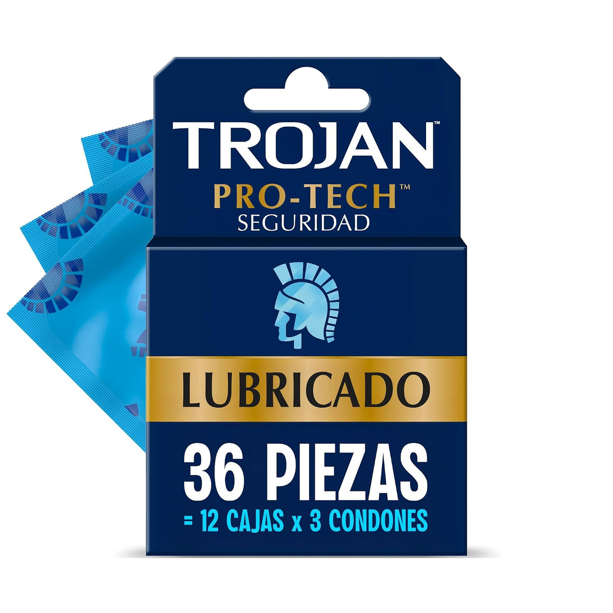 Trojan Condones Pro-Tech Caja con 36 piezas. | Lubricados para Mayor Confort y Sensibilidad, de Hule Látex Natural. Calidad Triplemente Comprobada con Receptáculo Especial.