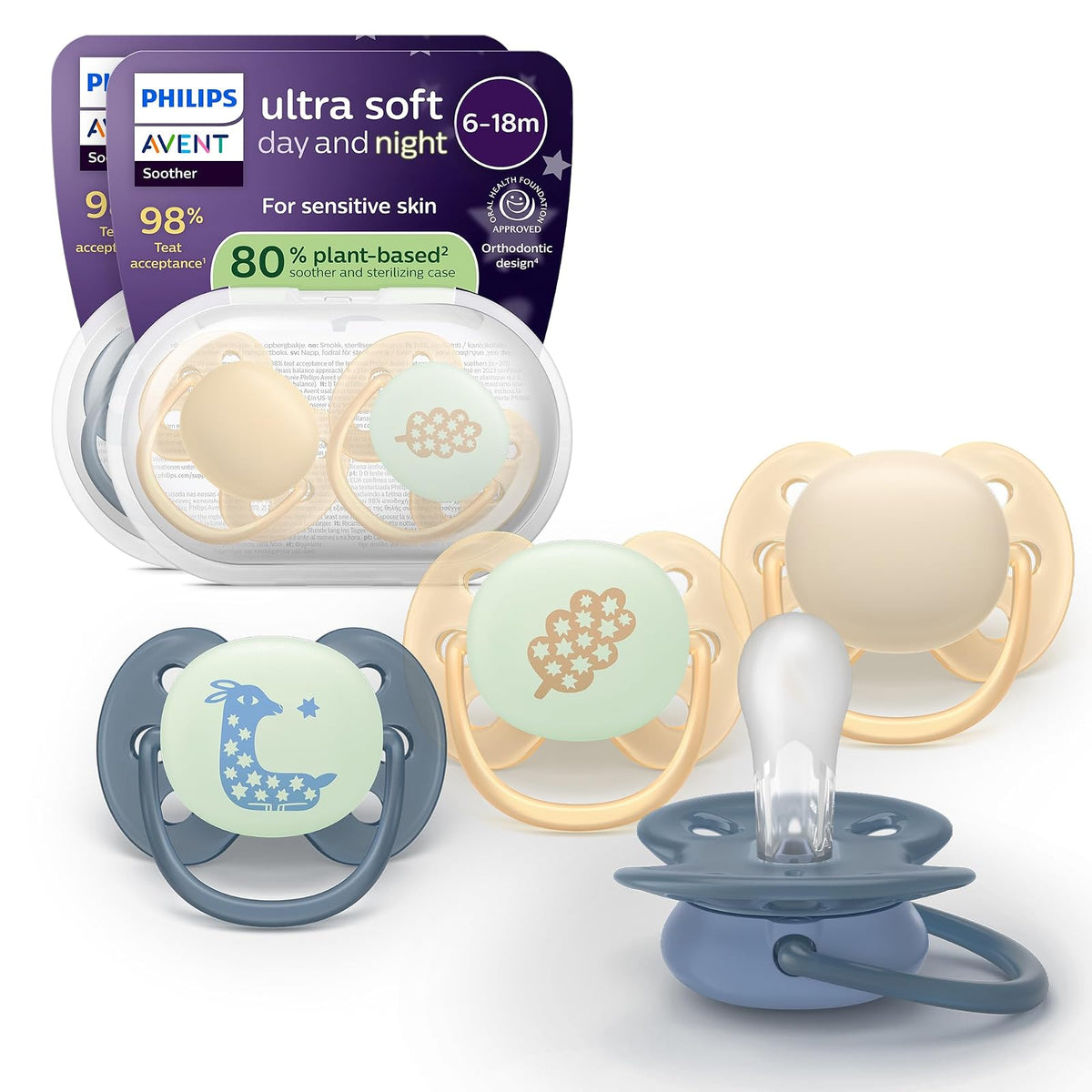 Philips Avent SCF094/10 - Chupón ultra suave, 6-18 m, día/noche, SCF094/10