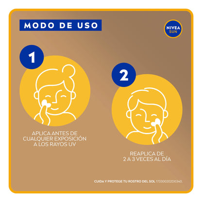 Protector Solar Facial NIVEA SUN Control Brillo Tono Claro, Cobertura de Larga Duración FPS 50+ 50ml