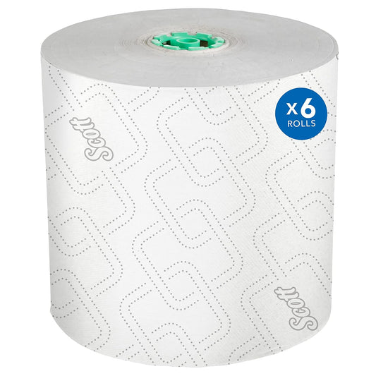 Scott Professional - Toallas de papel de rollo duro de alta capacidad, a granel (25700), enrolladas duras, diseño elevado, bolsillos de absorbencia, blanco, para dispensadores de núcleo verde