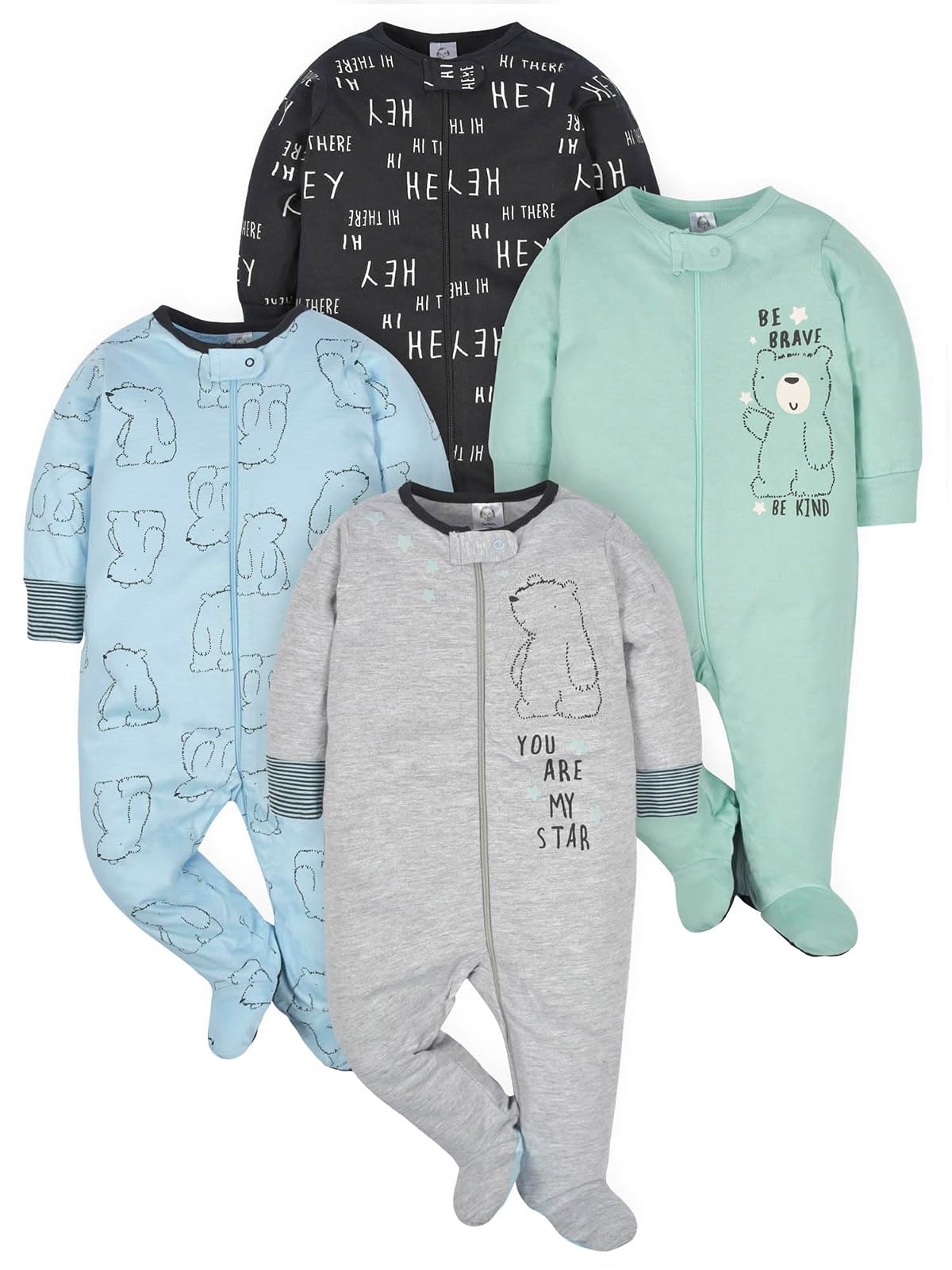 Gerber Paquete de 4 Mamelucos Sleep 'N Play Dormir para bebés y niños pequeños para Bebé-Niños