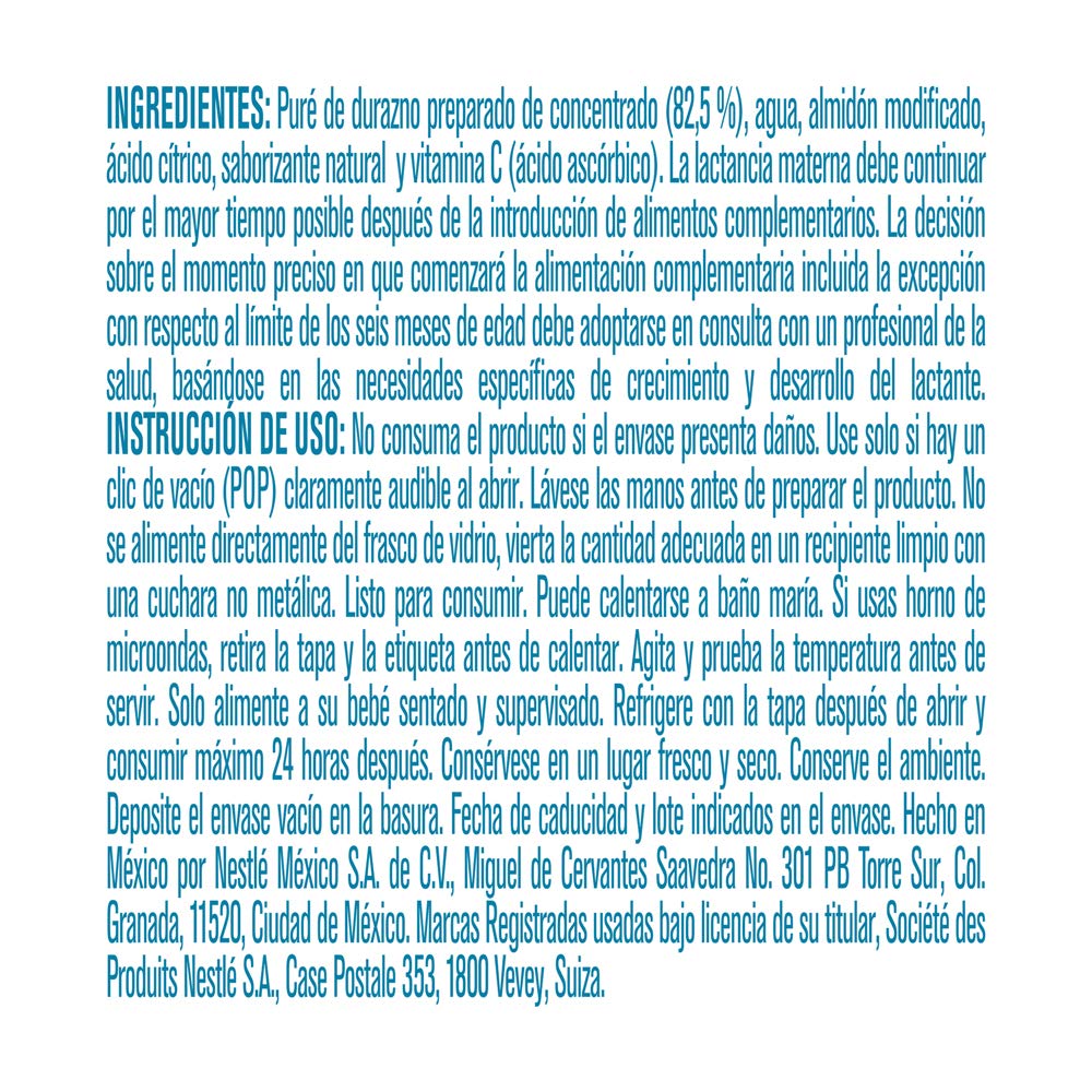 Gerber Papilla Etapa 3, A Partir de 8 Meses, Durazno, Paquete de 12 Frascos de 170 g c/u