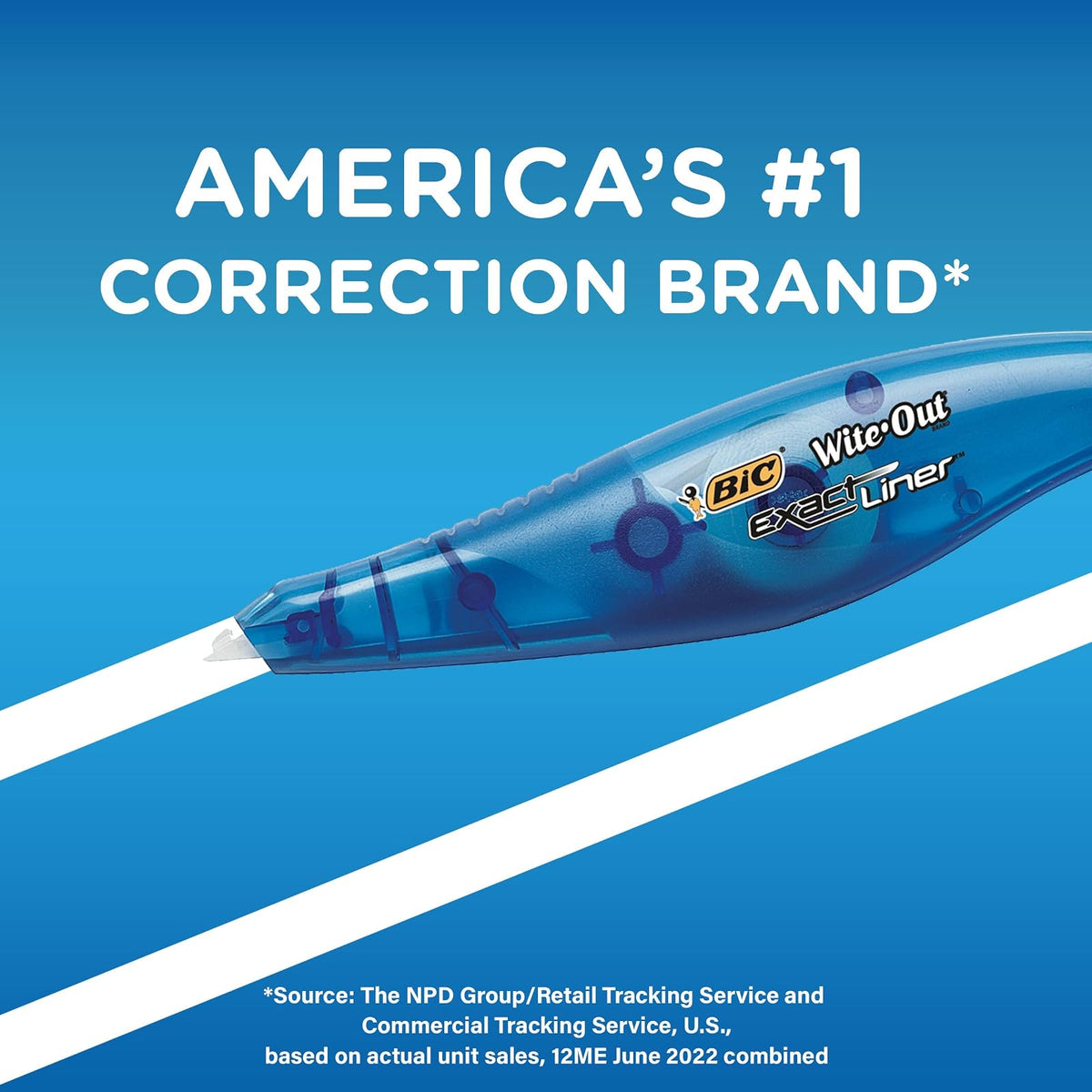 BIC Wite-Out - Cinta correctora de líneas exactas, color blanco, 4 unidades