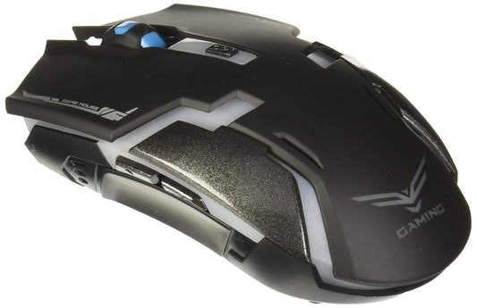 NACEB TECHNOLOGY - Mouse Gamer Inalámbrico NA-631 USB RF 2.4GHz con 6 Botones y DPI 800/1200/1600 - Botones Laterales, Alcance 10 m, Diseño Ambidiestro y Acabado Mate, Color Negro