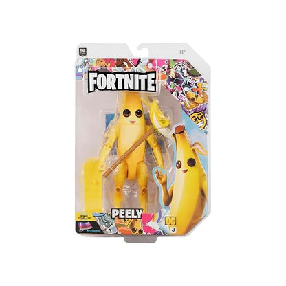 Jazwares Fortnite Legendary Peely - Figura articulada de 6 Pulgadas con Herramienta de Cosecha, Brillo Trasero y código para artículo Virtual Adicional