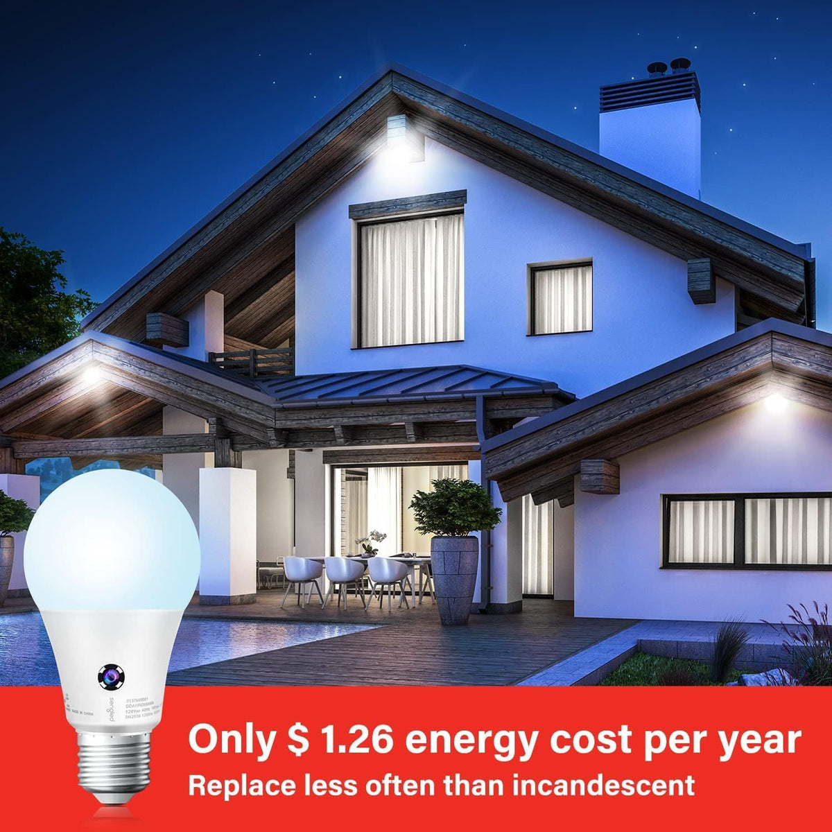 Sengled - Bombillas de luz LED A19 para exteriores, paquete de 3 bombillas con sensor LED A19, luz diurna de 5000 K, 1200 lúmenes, equivalente a 75 W, 10,5 W, base E26, bombillas de fotocélula