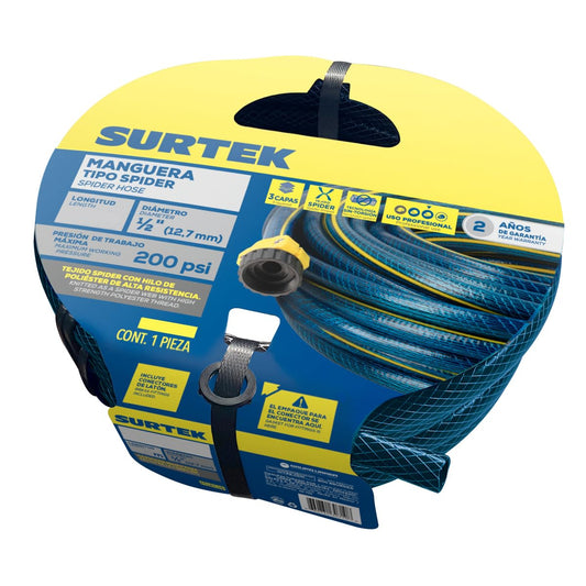Surtek M12S25P Manguera para jardín spider con conector plástico 1/2", 25 m