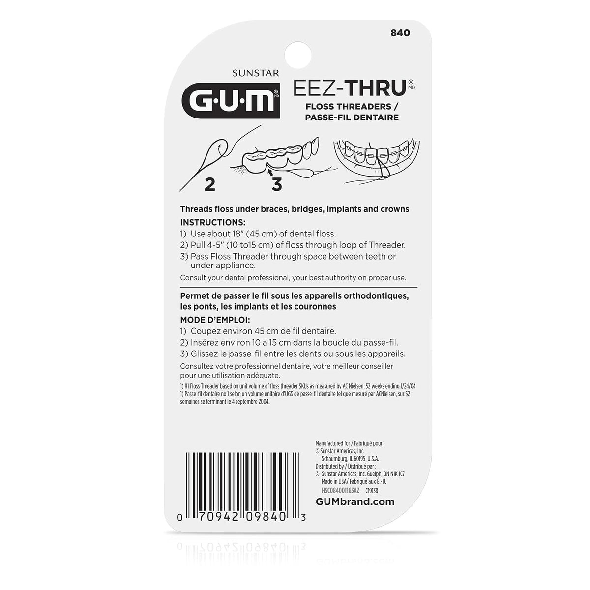 GUM Eez-Thru Floss Threaders -- 25 Pieces - 2pc