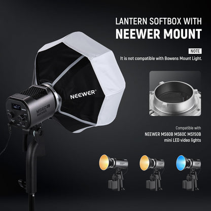 NEEWER 12"/30cm Softbox Linterna con NEEWER Montaje (No Bowens), 360° Omnidireccional Mini Softbox Modificador Difusor de Luz Liberación Rápida para MS60 MS60B MS60C MS150B Luz Estudio Video LED,NS6L