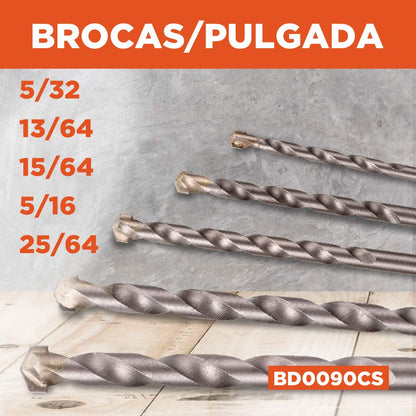 Rotomartillo 1/2 550W 0-2800Rpm 0-45000Gpm B+D Hd555 + BLACK+DECKER Juego de Brocas P/Concreto 5 Piezas BD0090CS