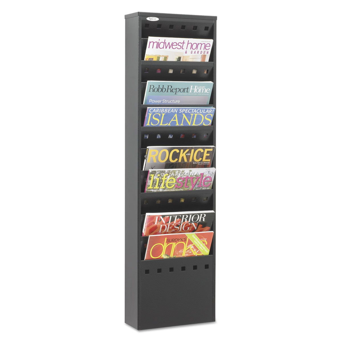 Safco 4321BL Steel Magazine Rack, Black