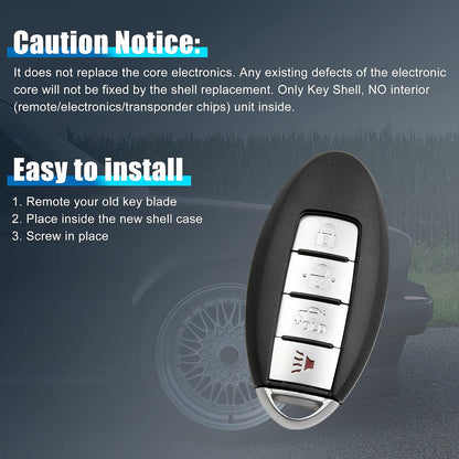 uxcell Carcasa de Repuesto para Llave de Mando a Distancia 4 Botones KR55WK48903 para Nissan Altima 2007-2012