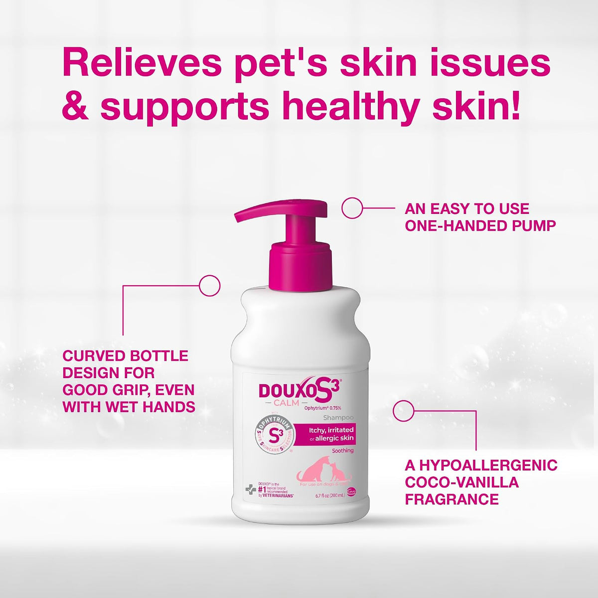 Champú calmante Douxo S3 6,7 oz (200 ml) - para Perros y Gatos con Piel alérgica y con picazón