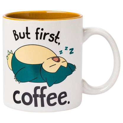Silver Buffalo Pokemon Snorlax But First Taza de cerámica para café, 20 onzas