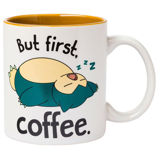Silver Buffalo Pokemon Snorlax But First Taza de cerámica para café, 20 onzas