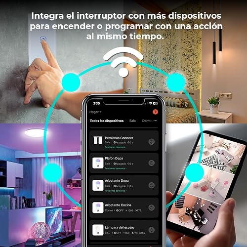 Tecnolite Connect - Apagador Inteligente Táctil WiFi 1 Circuito, Sin Cable Neutro, Compatible con App móvil, Alexa, Google y Siri, Interruptor Inteligente